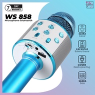 [ AC - RAMADHAN SALE GRATIS ONGKIR ] Microphone Karaoke Mic Bluetooth Ws 858 Speaker Mik Ws 858 Mikropon Blutut Karoke Wireless Sepiker Jernih Mix Semua Hp Youtuber Smulle Suara Bagus Tanpa Kabel Cocok untuk Headset Earphone Headphone Termurah Bergaransi