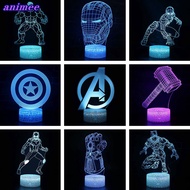 Avengers 3D LED USB Night Lights Thanos Deadpool Desk Bedside Lamp Spiderman Hulk IronMan Mask Model Toys REMOTE+Q*W