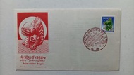 日本［昭和63年年賀］郵票首日封（紅色）一個，封身有微黃
