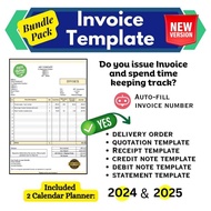 Invoice Template + Receipt + Statements Template + Sales Tracker All-in-1, Invoice Book, Excel