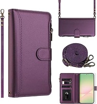 Asuwish Phone Case for Samsung Galaxy A56 5G Wallet Cover with Tempered Glass Screen Protector Cross