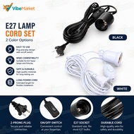 E26/E27 LED Light Socket Extension Cord with On/Off Switch and US AC Power Plug Bulb Socket