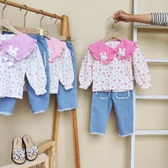 1-3 Years Old Children's Suits/cute Children's Suits/bunny wrinkle collar pompom Suits/trendy Childr