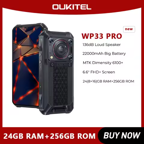 OUKITEL WP33PRO 5G Rugged Phone 22000mAh 6.6" FHD+ Cellphone 8GB 256GB Mobile Phone 64MP Camera 33W 
