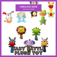 [FABULOUS MOM] Baby Cartoon Soft Squeeze Rattle Plush Toy Stick Toy Handbell Baby Rattle Mainan Bayi