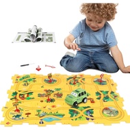 Plastic Floor Puzzles for Kids Ages 3-5, Puzzle Track Car Play Set, Educational Montessori Toys for 