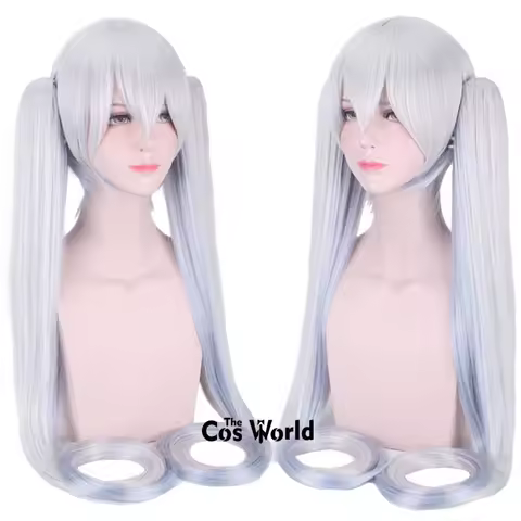 2018 Miku Snow 120cm/47inch Long Straight Halloween Anime Cosplay Wigs Synthetic Hair + Wig Cap