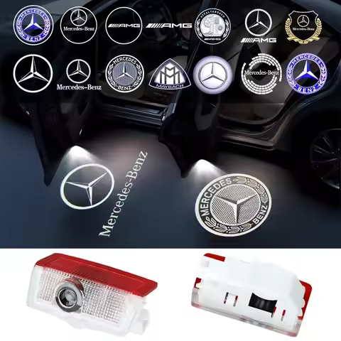 WWW 2PCS LED Car Door HD Laser Projector Lights Door Welcome Lamp Mercedes Benz Amg A C E GLC GLA GL