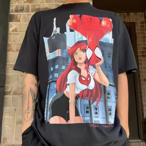 Marvel Summer Men's Women‘s T-shirts Spider Man Graphic Clothing Harajuku Y2K Oversized 100% Cotton 