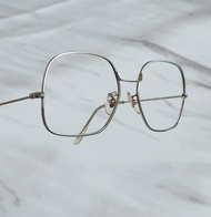 古董眼鏡Frence Spalding細框方型銀色鏡面金屬鏡框