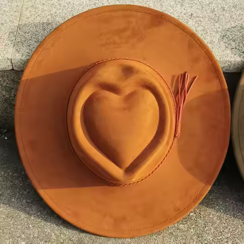 custom Heart crown Suede Hat fedora suede woman 9.5cm wide brim women hat wholesale panama hat unise