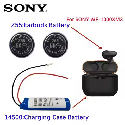 New ZeniPower 3.7V Z55 Battery For Sony WF-1000XM3 WF-SP900 WF-SP700N WF-1000X TWS Earbuds Earphone 