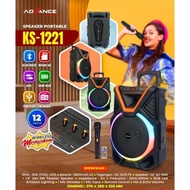 Advance Speaker KS-1221 Wireless Bluetooth Portable 12 Inch Plus Mic Wireless