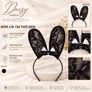 [Fast, Confidential] Black Lace Rabbit Ear Hairpin with White Bow Cute Sexy Rabbit Cosplay Hairband 
