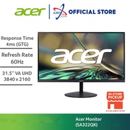 ACER SA322QK 31.5" 4K UHD MONITOR (31.5" VA 4K UHD / 4MS / 60HZ / AdaptiveSync / HD MI + DP)