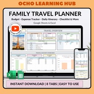 Family Travel Planner Spreadsheet【Excel & Google Sheets】| Perancang Perjalanan & Bajet Travel | Itin