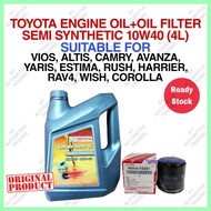 TOYOTA ENGINE OIL SEMI SYNTHETIC 10W40 4Liter VIOS ALTIS CAMRY WISH HARRIER AVANZA ESTIMA MINYAK HITAM ENJIN