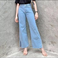 Celana Kulot Highwaist / Kulot Jeans Belah samping / Kulot jeans wanita / Kulot jeans sobek samping 