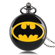 Antique Bat Hero Pattern Roman Numbers Boy Men Quartz Pocket Watch Pendant Chain Gifts