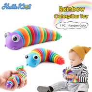 HelloKimi ตัวหนอนน่ารัก ของเล่นหนอน ไหลลื่น เล่นเพลิน น่ารัก สีรุ้ง หนอนของเล่น caterpillar toy funn