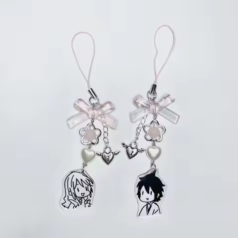 super cute horimiya anime hori and miyamura matching phonecharm keychain