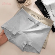 『Brelira』Boxer Panties 100% Cotton Mid Waist Women Boyshort Plus Size Breathable ​​Seamless Pure Cot