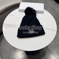 🎁配包裝 Canada Goose 新款黑標大圓盤保暖托克帽毛帽 黑色