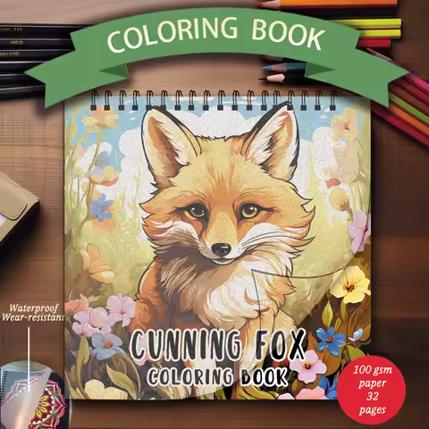 Excellent Fox Coloring Book - 8.27 x 8.27 inches 32 pages coloring book - Ideal gift for family or f
