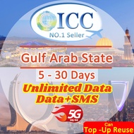 ICC Gulf Arab State(GCC) 5-30 Days SIM Card| Data+SMS*| Unlimited Data| Daily Plan can top up reuse