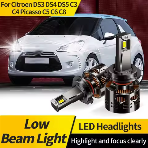 2PCS H7 LED Headlights Low Beam Light 6000K White Mini Diode 12V LED Front Bulbs For Citroen DS3 DS4