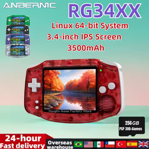 ANBERNIC RG34XX Handheld Game Console Video Games Players 3.4-inch IPS Screen Linux 64-bit System RG
