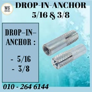 Drop In Anchor 5/16" 3/8" Wall Plug Galvanized Sleeve Anchor Inner Bolt Fastening Tool