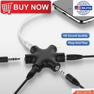 MH 6 in 1 Audio Aux Cable Splitter / 1 Male to 5 Female Headphone Port 3.5mm Jack Share Adapter / fo