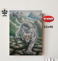 POSTER TEMA MACAN PUTIH/POSTER DINDING MACAN PUTIH/HIASAN DINDING RUMAH/LUKISAN MACAN PUTIH/WALDECOR