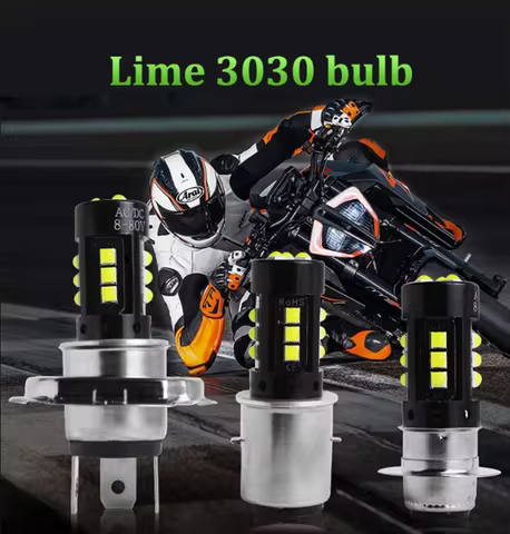 AC DC Universal Ultra White High Brightness Motorcycle Headlamp Bulb H4 P15D BA20D 3030 15SMD High/L