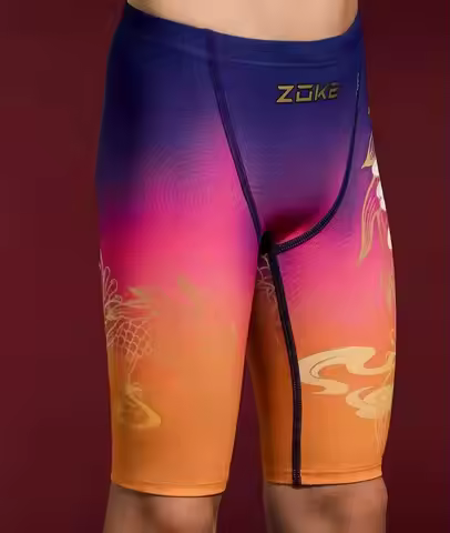 ZOKE Boys Swim Jammer Knee Length, Professional Racing Training Swim Trunks, Quick Dry Chlorine Resi