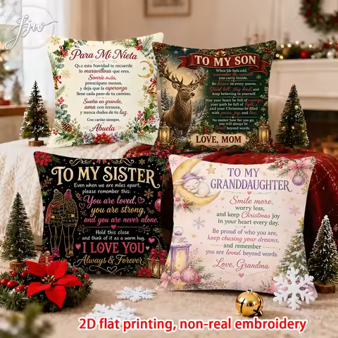 Pillow 1pc Christmas Throw Pillow Cover for Granddaughter from Grandma Cute Winter Bunny Moon Holida