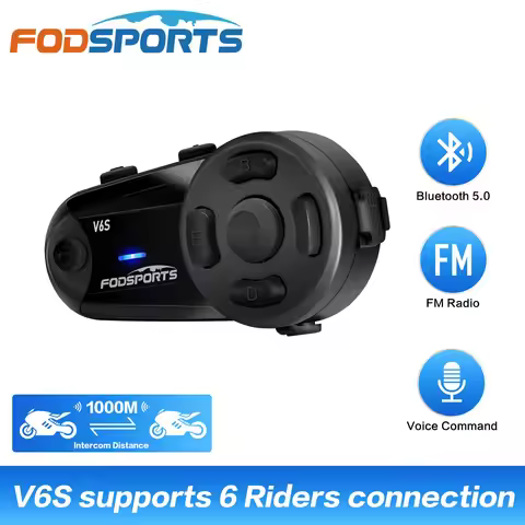Fodsports V6S Motorcycle Helmet Intercom Helmet Bluetooth Headset 6 Riders 1000m Waterproof Interpho