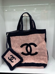 👜Chanel 20C Deauville Tote Bag in Pink  and Dark blue color 香奈兒 20C 毛巾面料沙灘包 粉拼深藍色