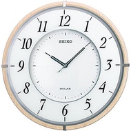 SEIKO SF501B Wall clock for living room bed room SOLAR Plus Radio Analog Thin Wooden Frame Light Brown Wood