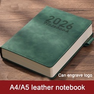 (Can Engrave Logo) A4/A5/B5 leather buckle notebook, business lined notepad, student subject noteboo