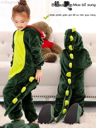 Children's dinosaur jumpsuits, winter flannels, spring and summer animal cartoon pajamas