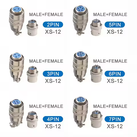5/20PCS XS12 Connector 12mm Push-pull Circular Quick Connector 2pin 3/4pin5pin6pin7pin 3A 250V Male 