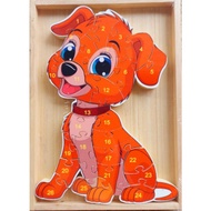Puzzle 26 pieces of double-sided dog 1-26;A-Z - educational toy