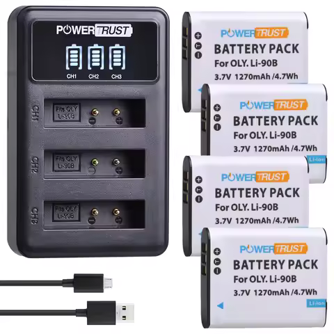 LI-90B LI 90B LI-92B Li90B Battery and Charger for Olympus Tough TG-6 TG-5 TG-Tracker SH-1 SH-2 SP-1