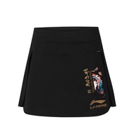 Li Ning Badminton Skirt Sports Short Skirt Quick Drying Fake Two piece Anti Shining Tennis Badminton Skirt Outdoor Fitness Running Skirt Mesh Fast Dry Skirt Woman Tennis Skirt