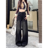 Daduhey American Style Women's Straight Wide Leg High Waist Jeans