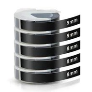 5 Rolls Black Embossed Label Tape Compatible With Dymo Label Makers, 3/8 Inch 3D Plastic Labels, Sui