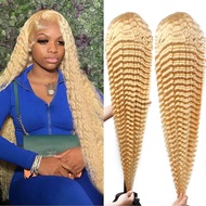 40 Inch 613 Lace Front Wig Human Hair 13x6 Blonde Deep Wave HD Lace Frontal Wig 200% Density Pre-Plu