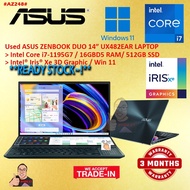 #AZ248 USED ASUS ZENBOOK DUO UX482EAR Intel i7-1195G7 16GBD5 512GB SSD Intel Iris XE Dual Touch Scre